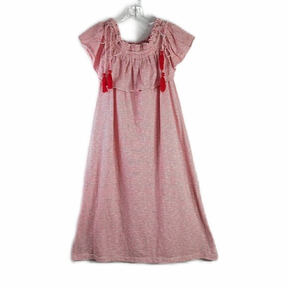 Loft - Off the Shoulder Orange/White Striped Spring/Summer Casual Dress - XS - Picture 1 of 8